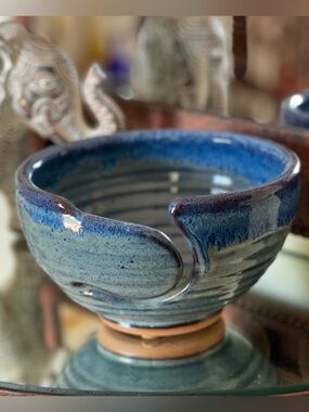 Handmade Studio Pottery Yarn Bowl w/ Signature
